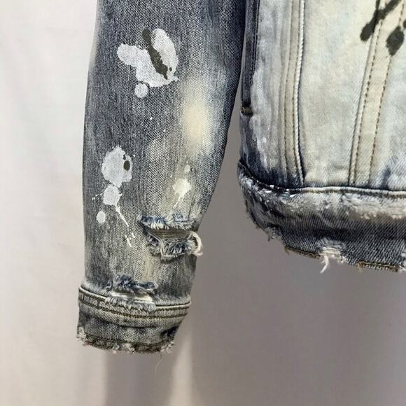 Preme NWOT Light Wash Bleached Jean Jacket Men M - Picture 5 of 14